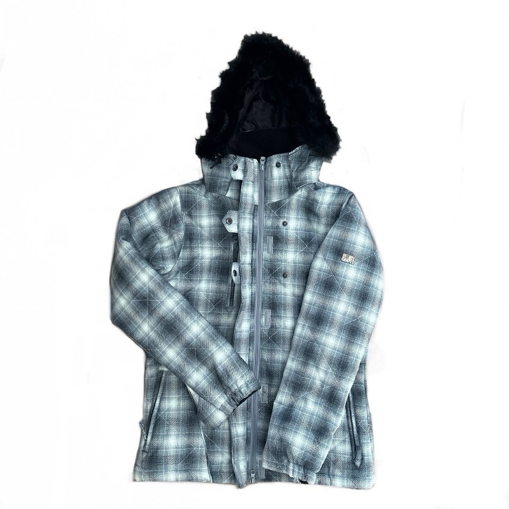 Body‎ Glove Women's Ski Jacket Blue Zip Front Faux Fur Hood Snow Coat Size M